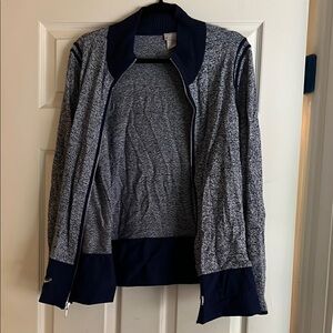 Chico's Navy and Gray Bomber Jacket